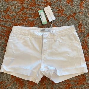 New Just Black Denim White Shorts Frayed Hem